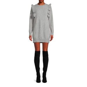 DREAMERS BY DEBUT Women's S / M Ruffle‎ Soft Shoulder Sweater Dress BNCM3